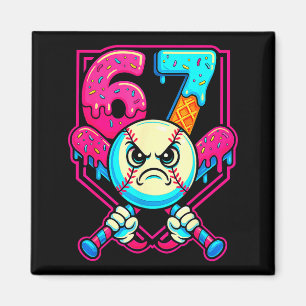 Baseball Ice Cream Drip Number 67 Six Seven Meme 6 Magnet