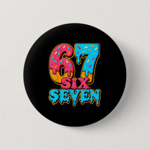 Baseball Ice Cream Drip Number 67 Six Seven Meme C Button