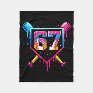 Baseball Ice Cream Drip Number 67 Six Seven Meme C Fleece Blanket
