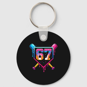 Baseball Ice Cream Drip Number 67 Six Seven Meme C Keychain