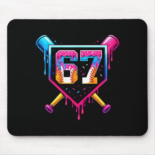 Baseball Ice Cream Drip Number 67 Six Seven Meme C Mouse Pad (Front)