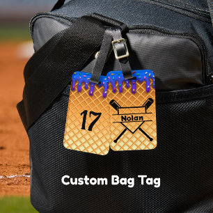 Baseball ice cream drip personalized bag tag
