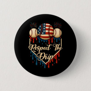 Baseball Ice Cream Dripping 4th Of July Respect Th Button