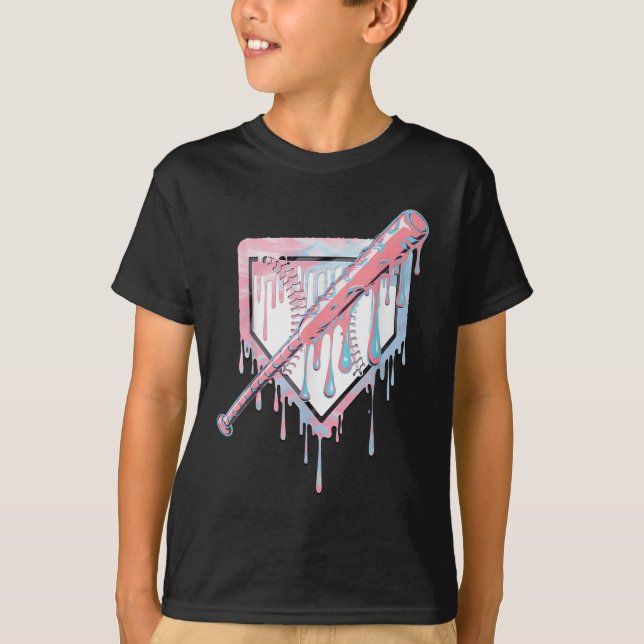 Baseball Ice Cream Dripping Baseball Home Plate Dr T-Shirt (Front)