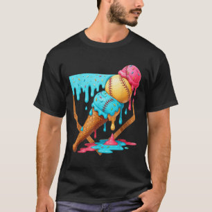 Baseball Ice Cream Dripping Funny Baseball Men Kid T-Shirt