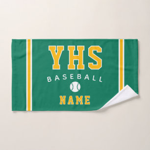Baseball Icon, Custom Name & School, Team Gift Hand Towel