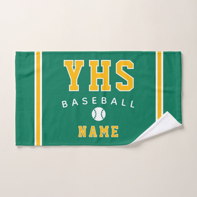 Baseball Icon, Custom Name & School, Team Gift Hand Towel (Hand Towel)