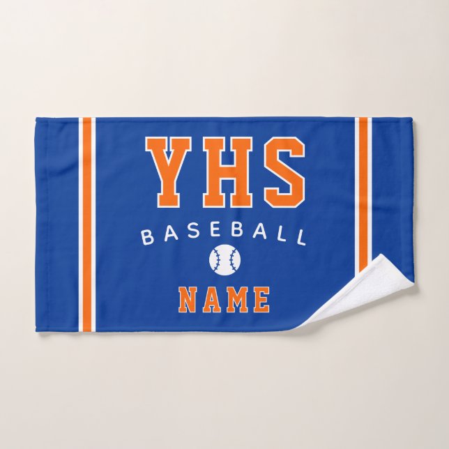 Baseball Icon, Custom Name & School, Team Gift Hand Towel (Hand Towel)