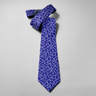 Baseball Icons On Blue Background Father's Day Neck Tie