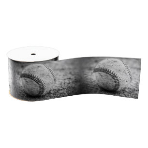 Baseball in Black and White 3" GrossGrain Ribbon