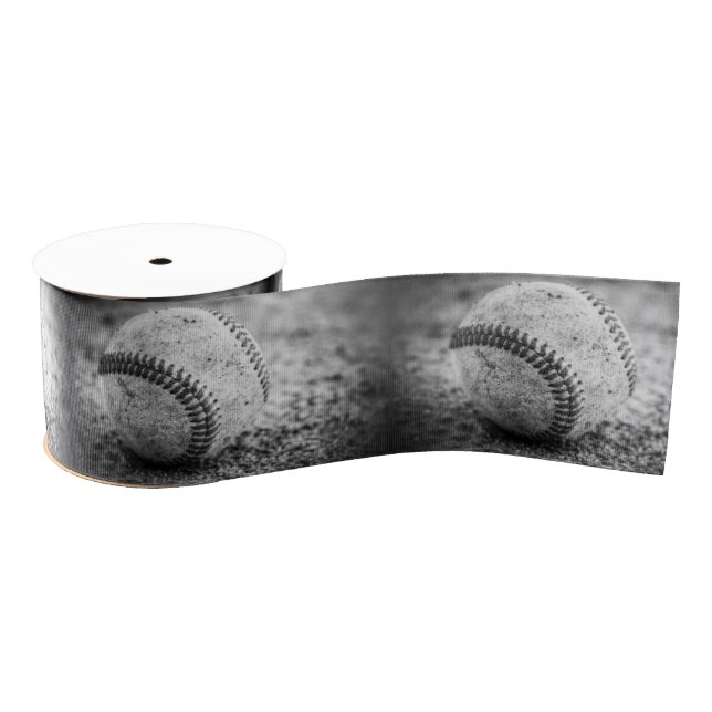 Baseball in Black and White 3" GrossGrain Ribbon (Spool)