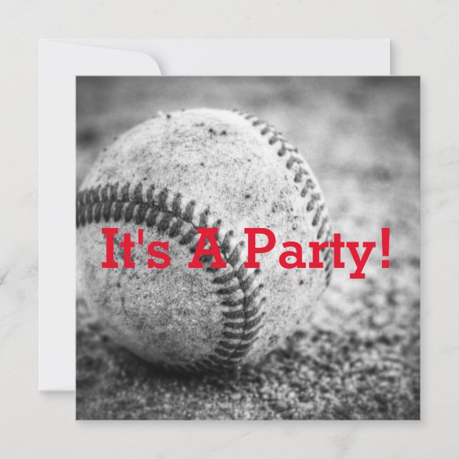 Baseball in Black and White Invitation (Front)