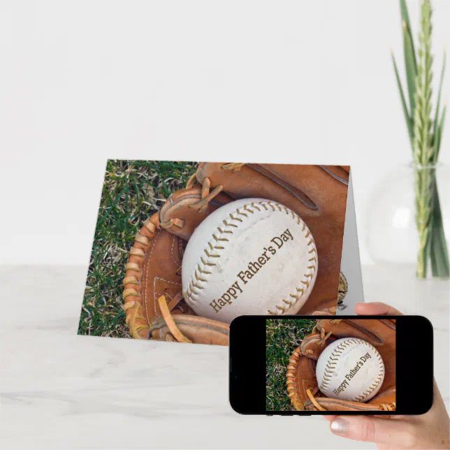 Baseball In Glove For Father's Day Card 