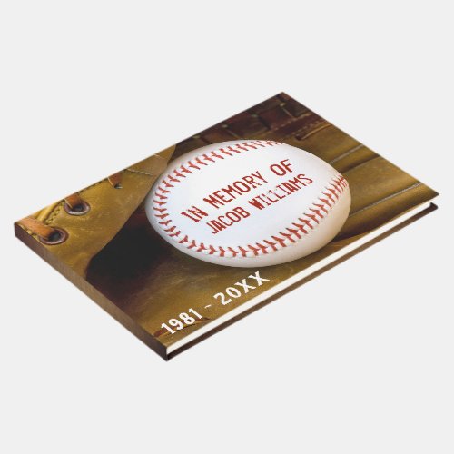 Baseball In Glove Funeral Book