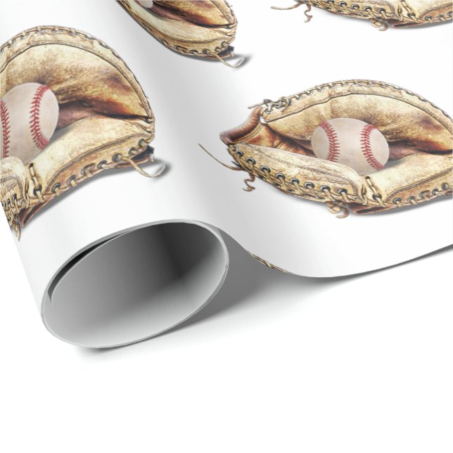 baseball in glove wrapping paper (Roll Corner)
