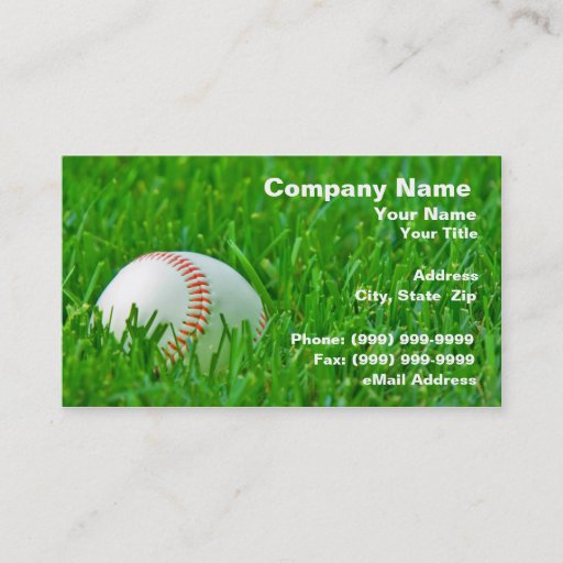Customizable Baseball in Grass Business Card