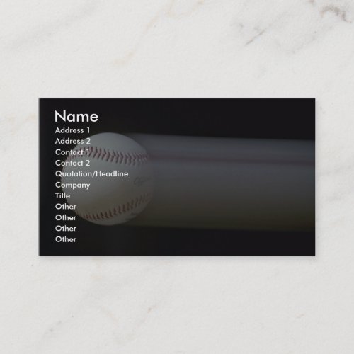 Baseball in motion business card template