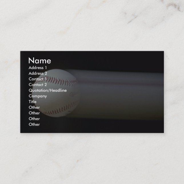 Baseball in motion business card (Front)