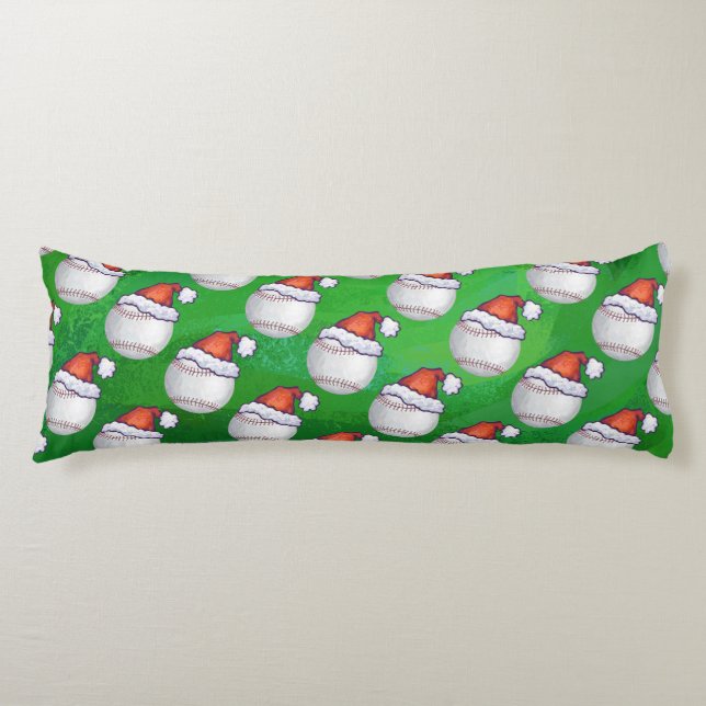 Baseball in Santa Hat Pattern Body Pillow (Front)