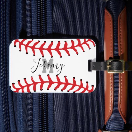 Baseball Initial  Name Luggage Tag
