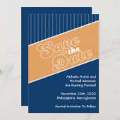 Baseball Inspired Save The Date (Orange/Navy Blue) Invitation (Front/Back)