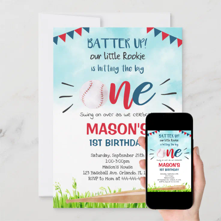Baseball Invitation, 1st Birthday Baseball Invite Zazzle