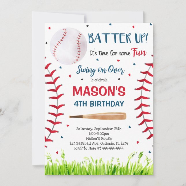 Baseball Invite, Baseball Invitation, Baseball Invitation (Front)