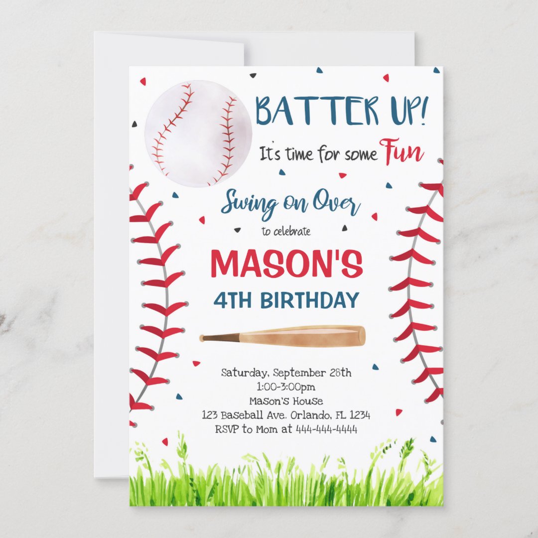 Baseball Invite, Baseball Invitation, Baseball Invitation | Zazzle