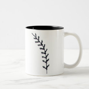 Baseball is a Love w Quote Ball Stitch Heart Image Two-Tone Coffee Mug