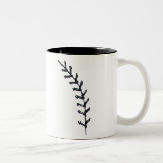 Baseball is a Love w Quote Ball Stitch Heart Image Two-Tone Coffee Mug