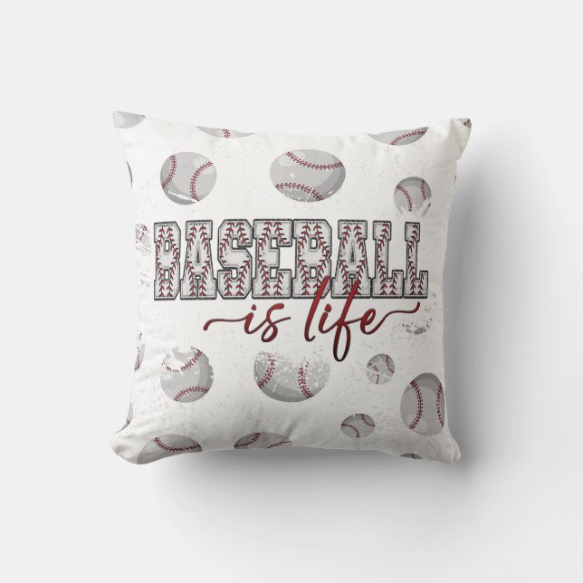 Baseball Is Life  Throw Pillow (Front)