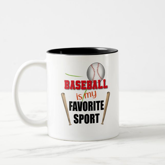 Baseball is My Favorite Sport, Baseball Player Two-Tone Coffee Mug (Left)