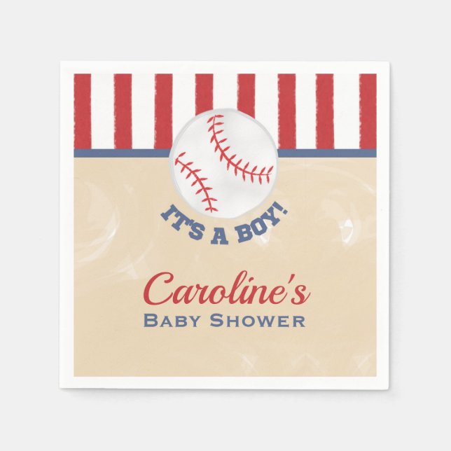 Baseball It's a Boy Baby Shower Napkin (Front)
