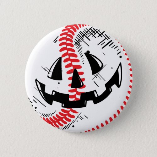 Baseball Jack O Lantern Vintage Halloween Pumpkin Button