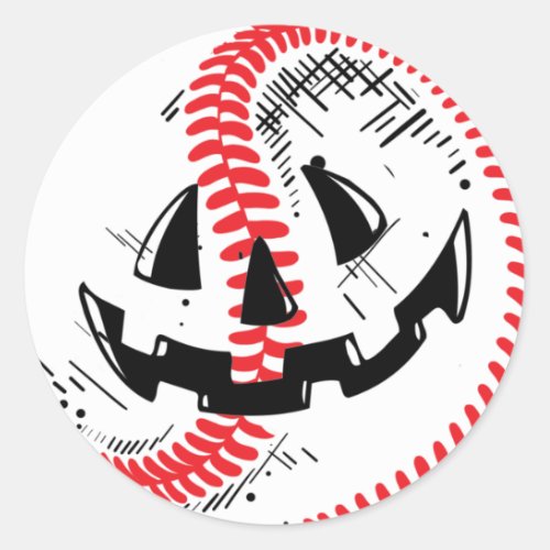 Baseball Jack O Lantern Vintage Halloween Pumpkin Classic Round Sticker