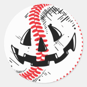 Baseball Jack O Lantern Vintage Halloween Pumpkin Classic Round Sticker