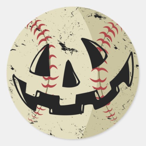 Baseball Jack O Lantern Vintage Halloween Pumpkin Classic Round Sticker