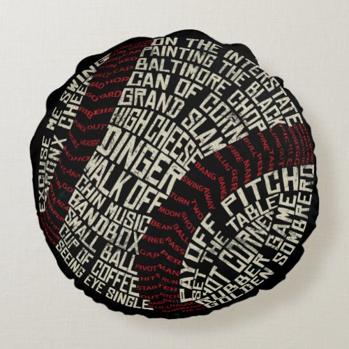 Baseball Jargon Slang Typography Round Pillow