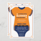 Baseball Jersey Baby Shower, Blue, Orange Invitation (Front/Back)