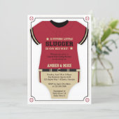 Baseball Jersey Baby Shower Invitation, Red, Black Invitation (Standing Front)