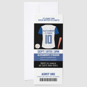 Baseball Jersey Birthday Party Invitation Raffle Tickets