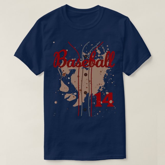 Baseball Jersey Number 14 Kids Baseball Uniform Di T-Shirt (Design Front)