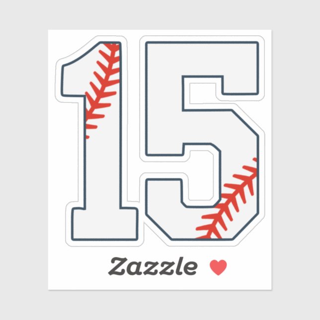 Baseball Jersey Number 15 Sticker (Sheet)
