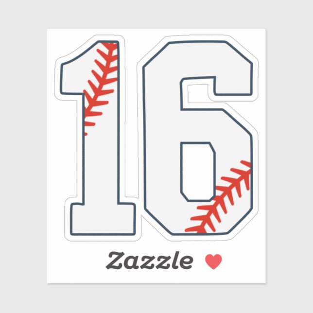 Baseball Jersey Number 16 Sticker (Sheet)