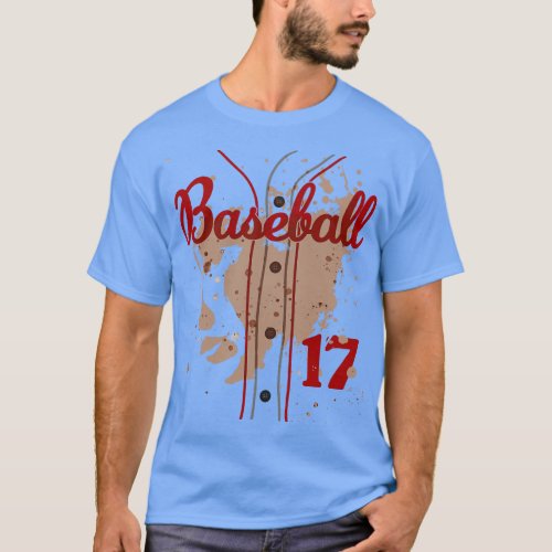 Baseball Jersey Number 17 Kids Baseball Uniform Di T_Shirt