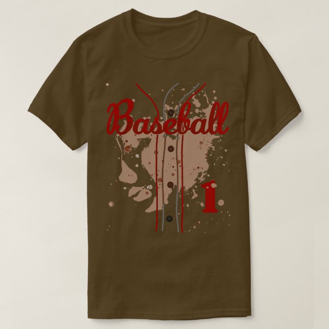 Baseball Jersey Number 1 Baseball Uniform Dirty Fu T-Shirt (Design Front)