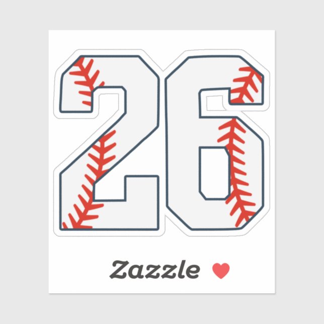 Baseball Jersey Number 26 Sticker (Sheet)