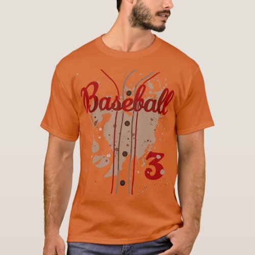 Baseball Jersey Number 3 Baseball Uniform Dirty Fu T_Shirt