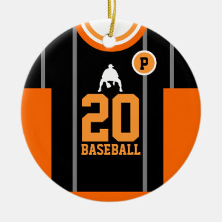 Baseball Jersey Orange Black Ornament