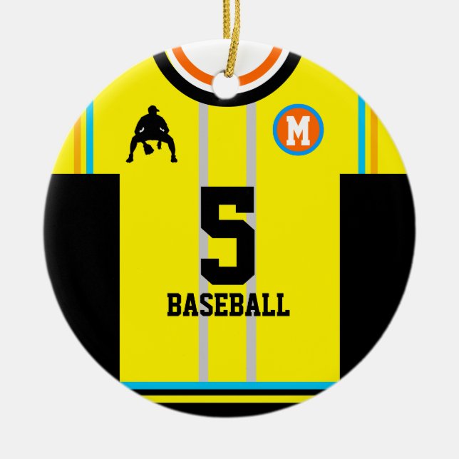 Baseball Jersey Orange Yellow Ornament (Front)